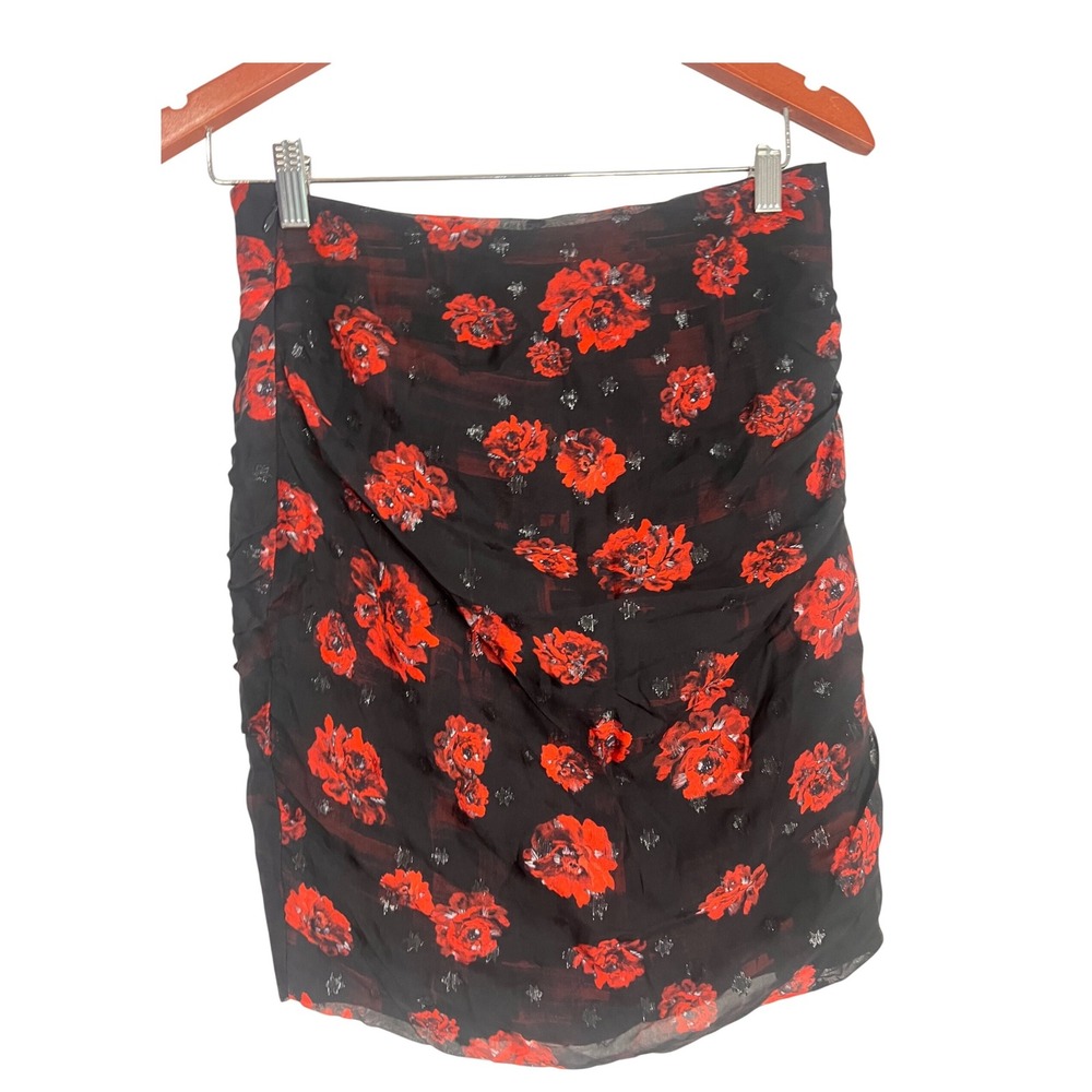 IRO Bootab Roses Black Floral Mini Skirt NWT $546 Sz 36 XS/S - Picture 7 of 9